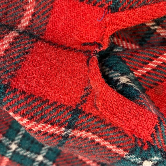 Vintage Tartan Plaid Red Wool Poncho - Picture 4 of 6